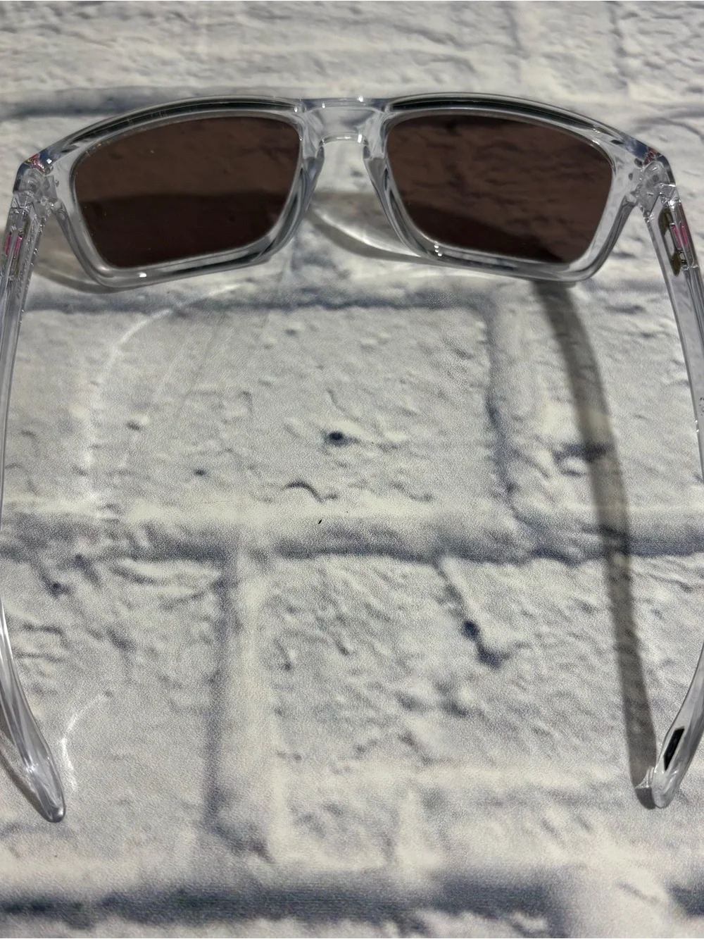 Oakley “Holbrook” customized clear frame/pink detail sunglasses + sleeve